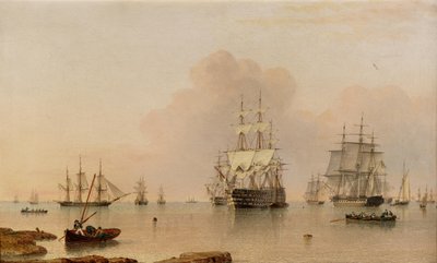 H.M.S. Britannia at Anchor with the Fleet by John Ward of Hull